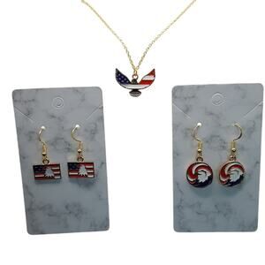 NWT 3 Pack Giadasio Handmade Gold Plated America Red/White/Blue USA Jewelry Set